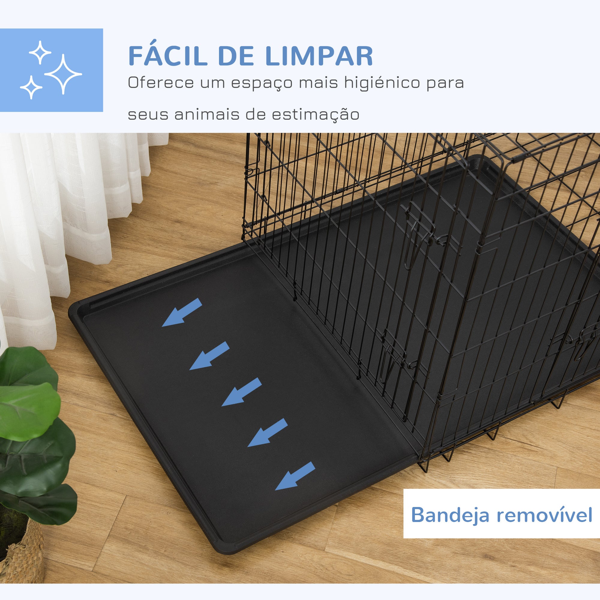 Gaiola para Cães 121x74,5x81cm Preto - Transporte Confortável e Seguro