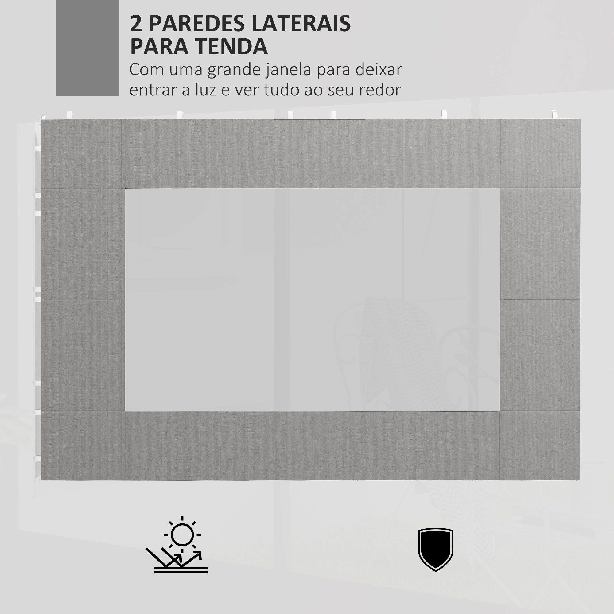 Paredes Laterais para Tenda 295x195 cm Cinzento