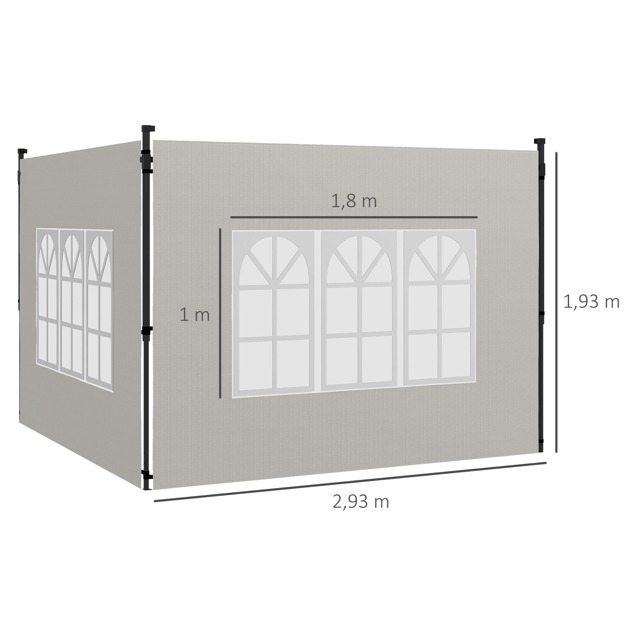 Conjunto de 2 Paredes Laterais para Tendas 3x3m e 3x6m - Branco 293x193cm