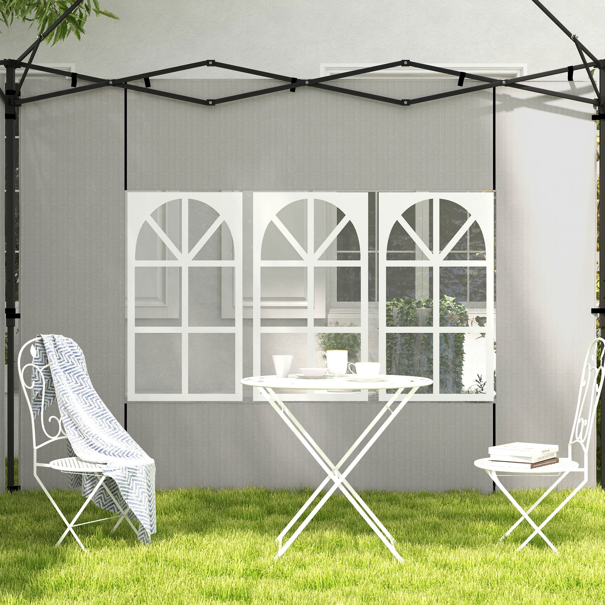 Conjunto de 2 Paredes Laterais para Tendas 3x3m e 3x6m - Branco 293x193cm