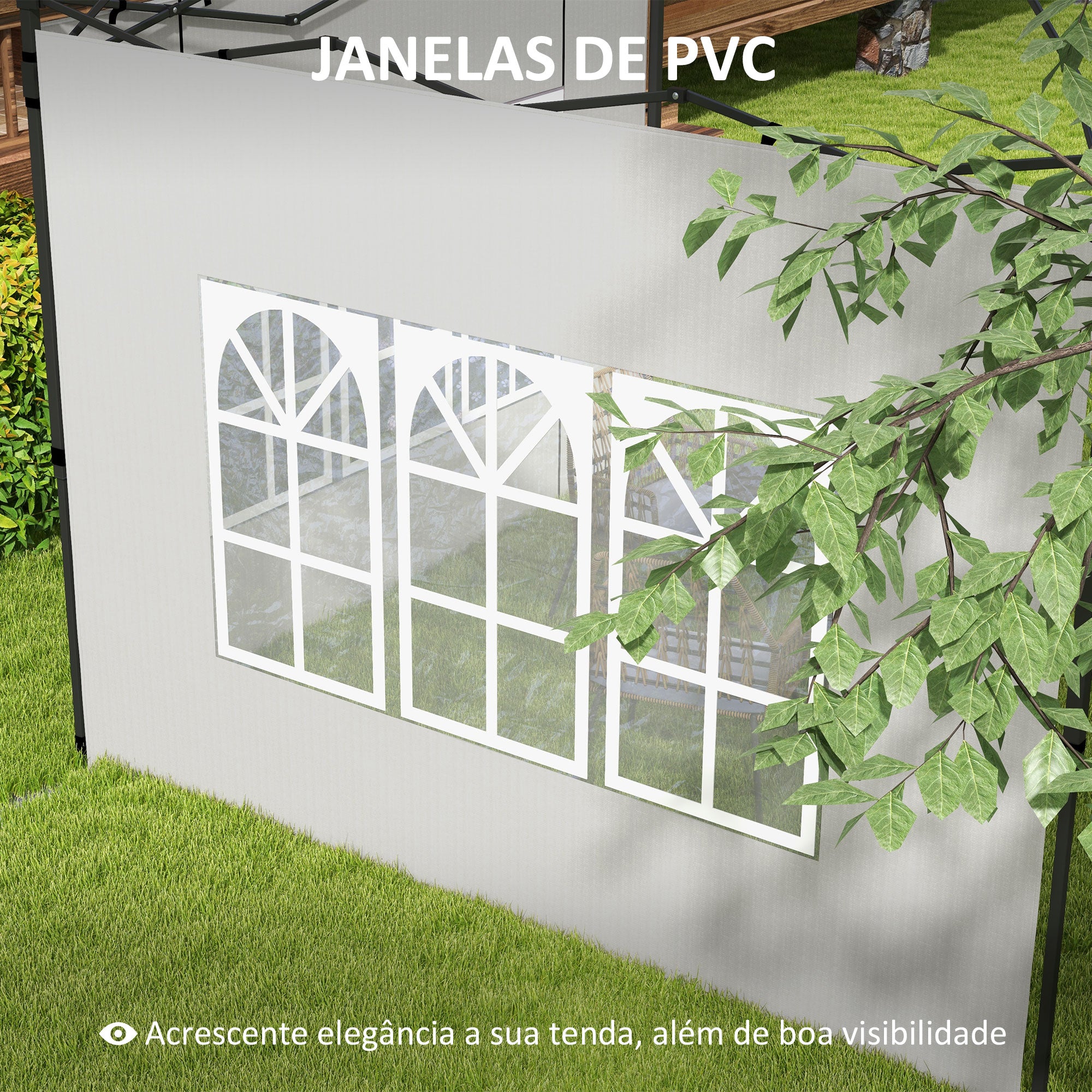 Conjunto de 2 Paredes Laterais para Tendas 3x3m e 3x6m - Branco 293x193cm