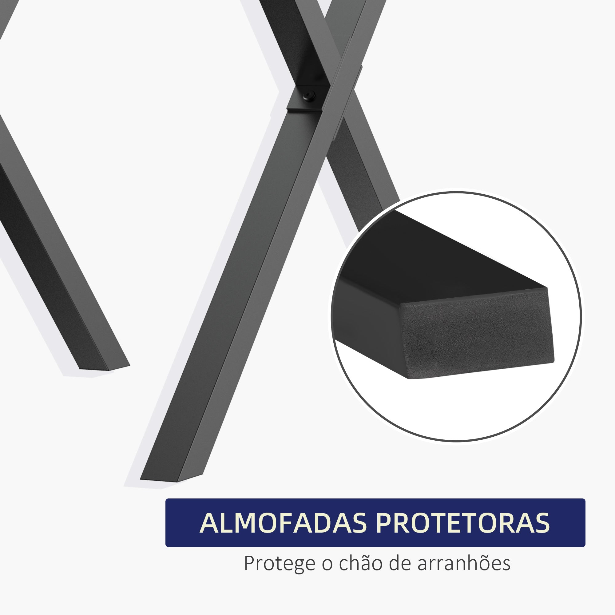 Pés de Mesa em Aço – 80x72 cm – Preto