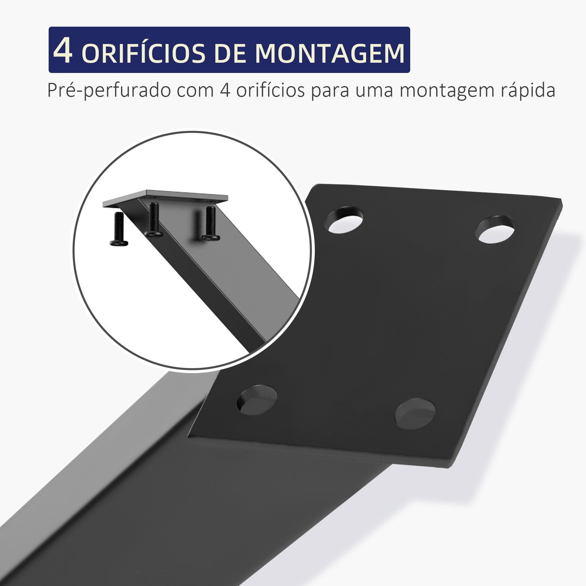 Pés de Mesa em Aço – 80x72 cm – Preto