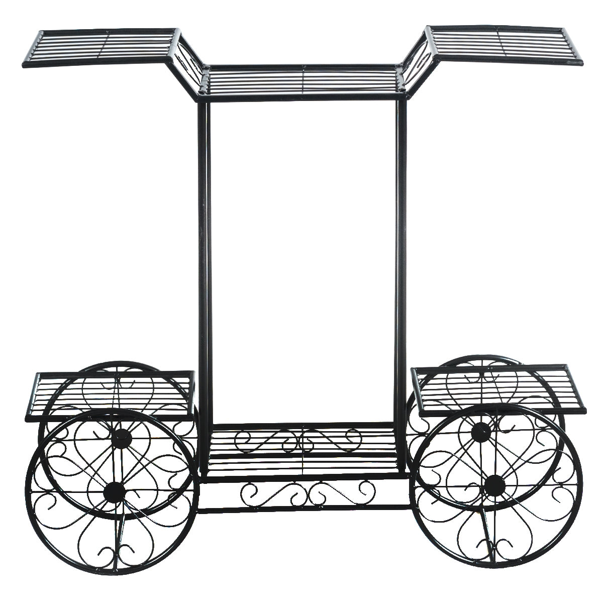 Estante de Metal em Forma de Carrinho para Plantas e Flores de 6 Níveis - Preto 80,5 x 25 x 75 cm