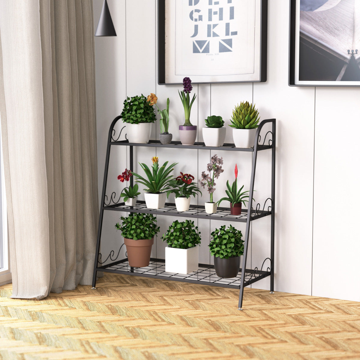 Estante para Plantas em Metal – 81 x 35 x 82 cm – Preto
