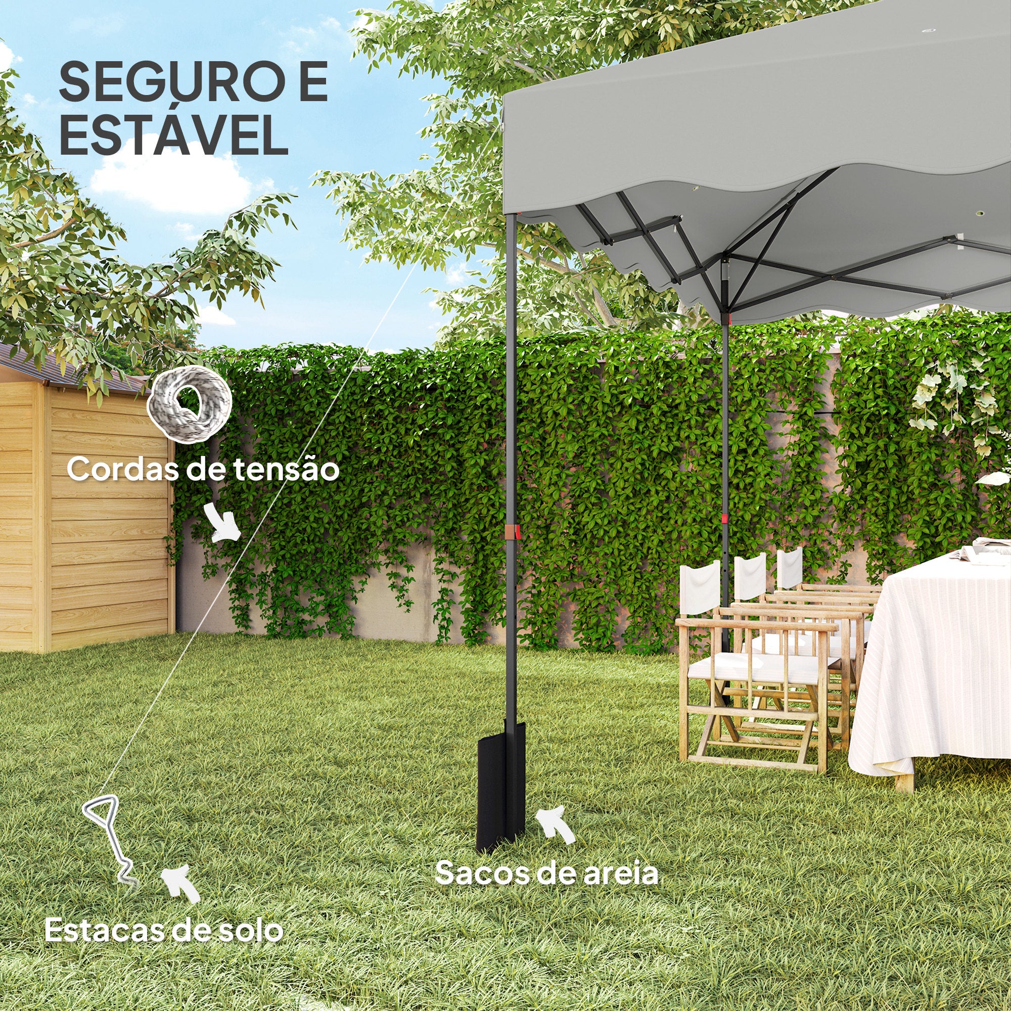 Tenda Dobrável Pop Up 3x3 m Branca - Proteção UV50+ Altura Ajustável