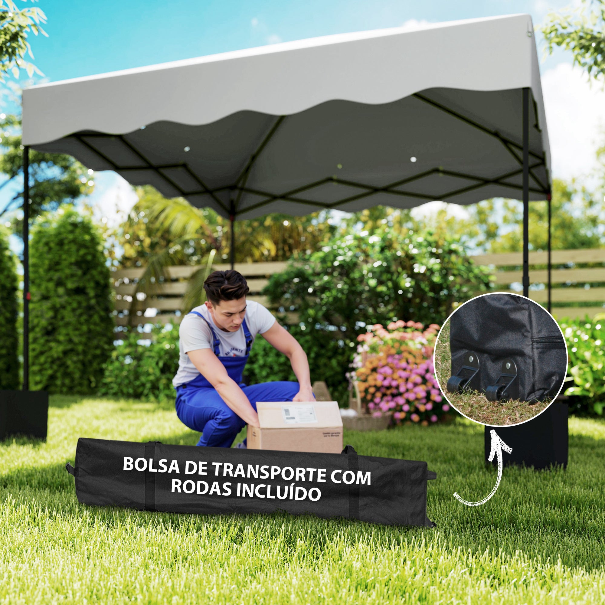 Tenda Dobrável Pop Up 3x3 m Branca - Proteção UV50+ Altura Ajustável