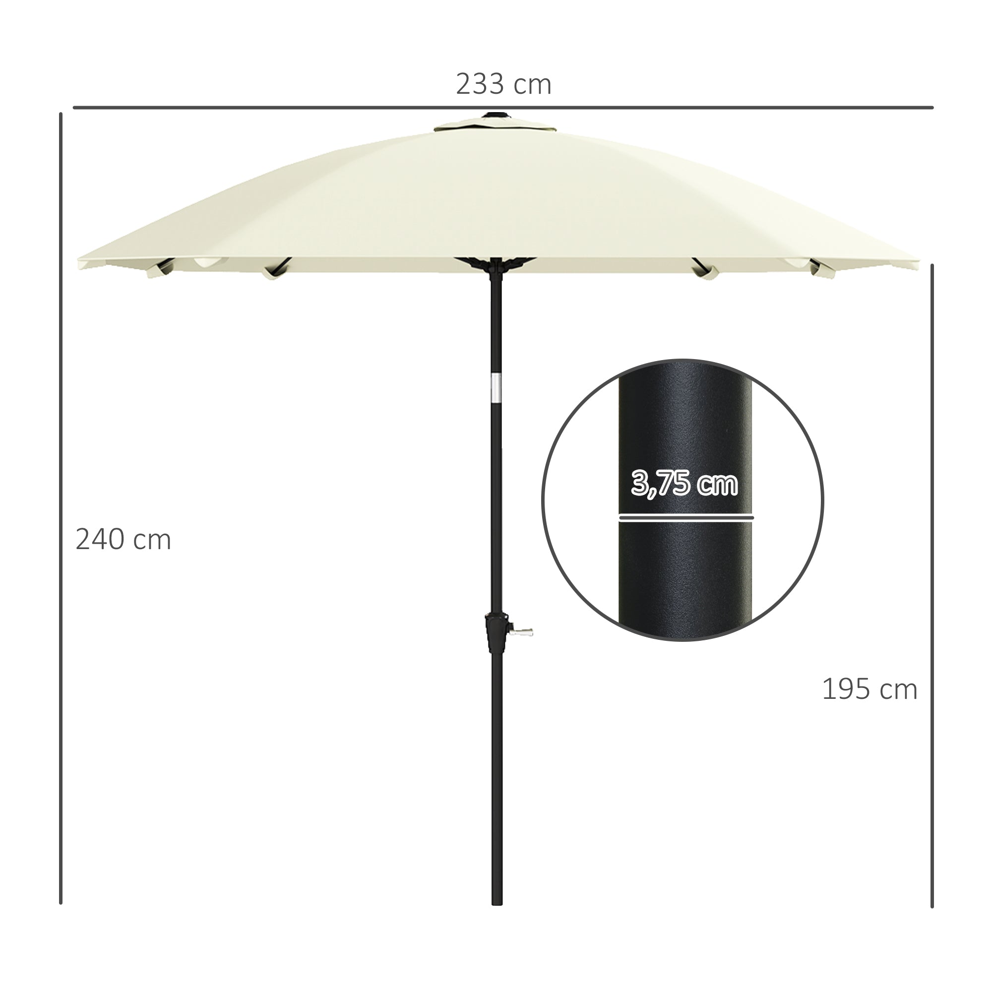 Chapéu de Sol de Jardim 233x233 cm Cor Creme