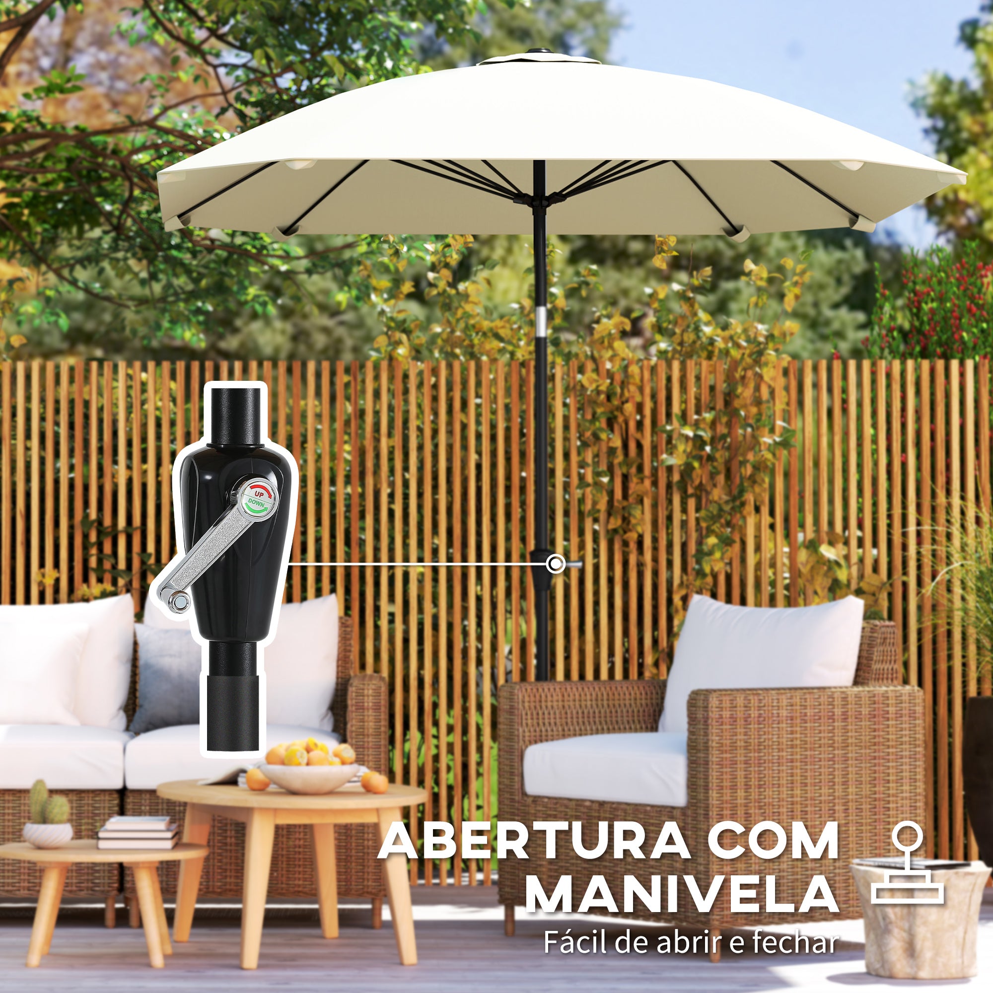 Chapéu de Sol de Jardim 233x233 cm Cor Creme