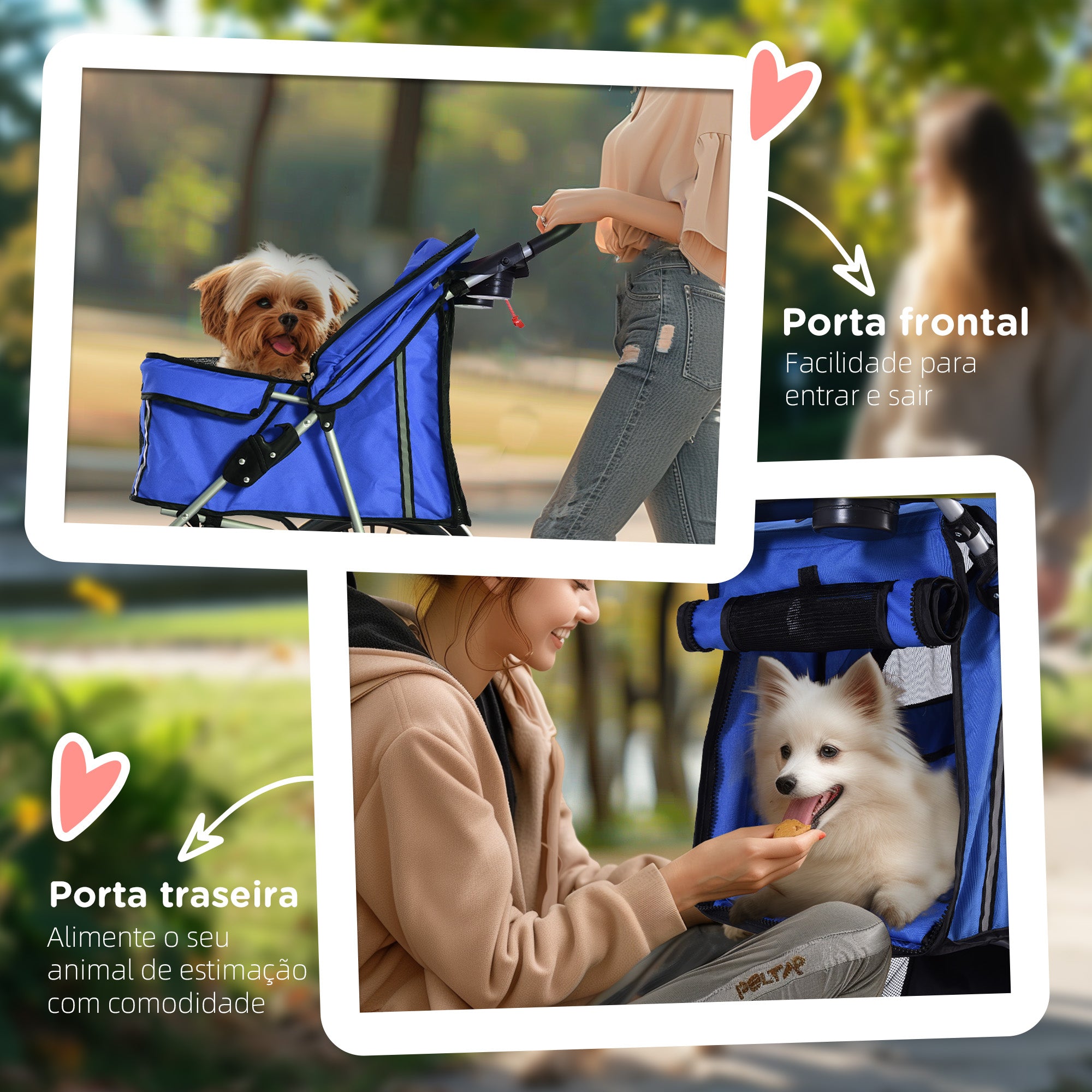 Carrinho de Passeio para Animais de Estimação - 75x45x97cm Azul