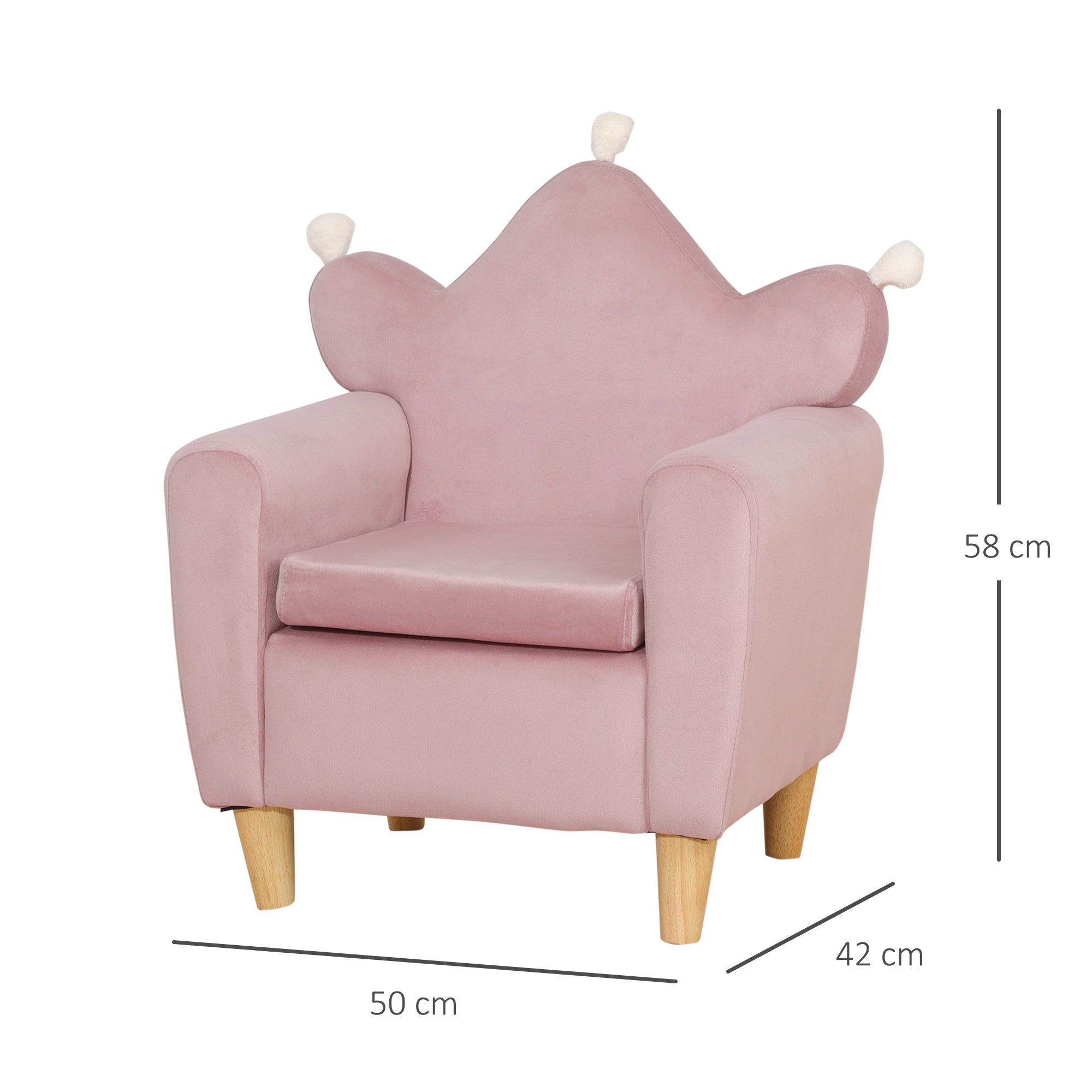 Poltrona Infantil Mini Sofá – 50x42x58 cm – Rosa – Veludo
