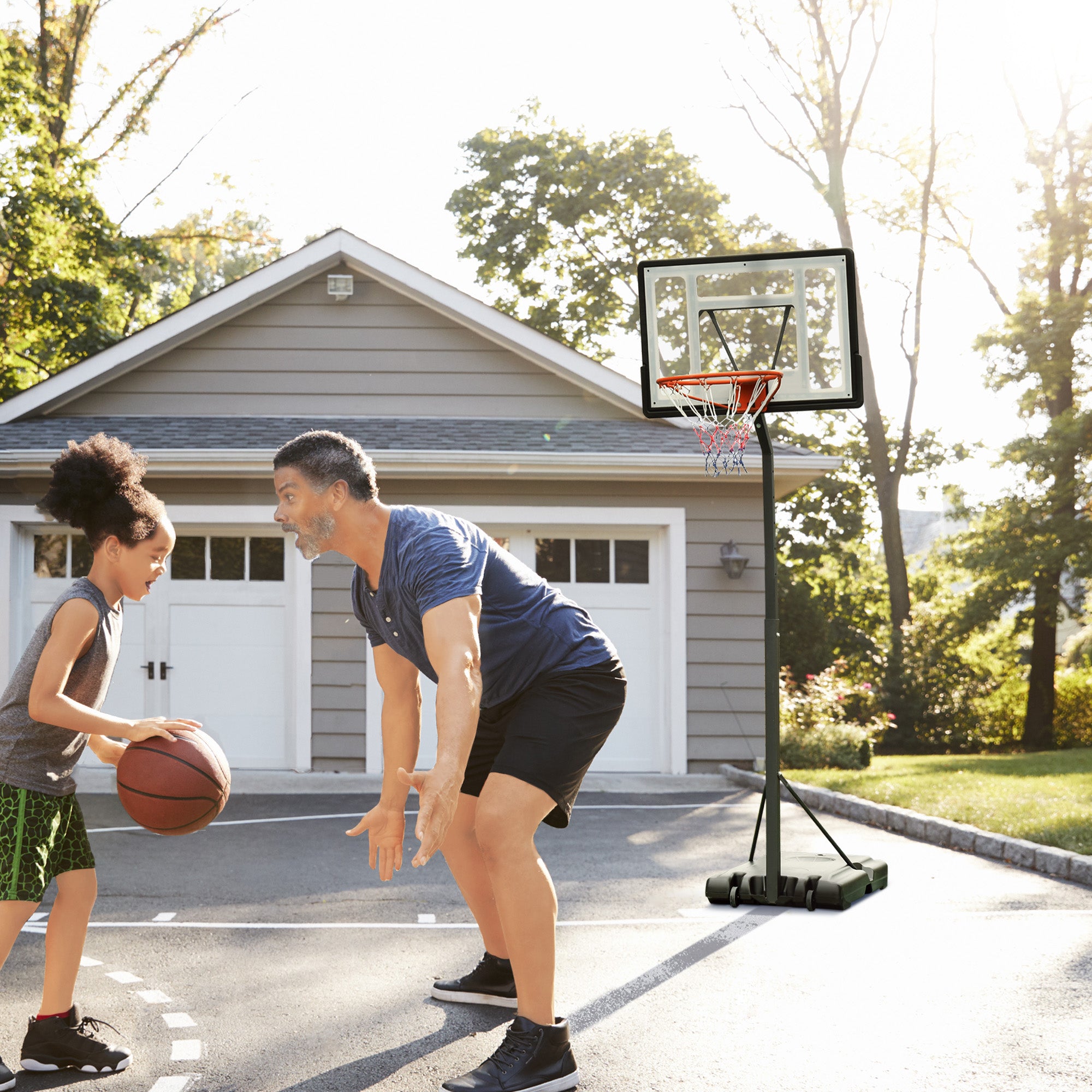 Tabela de Basquetebol Ajustável em Altura 86x165x350 cm - Cor Preto