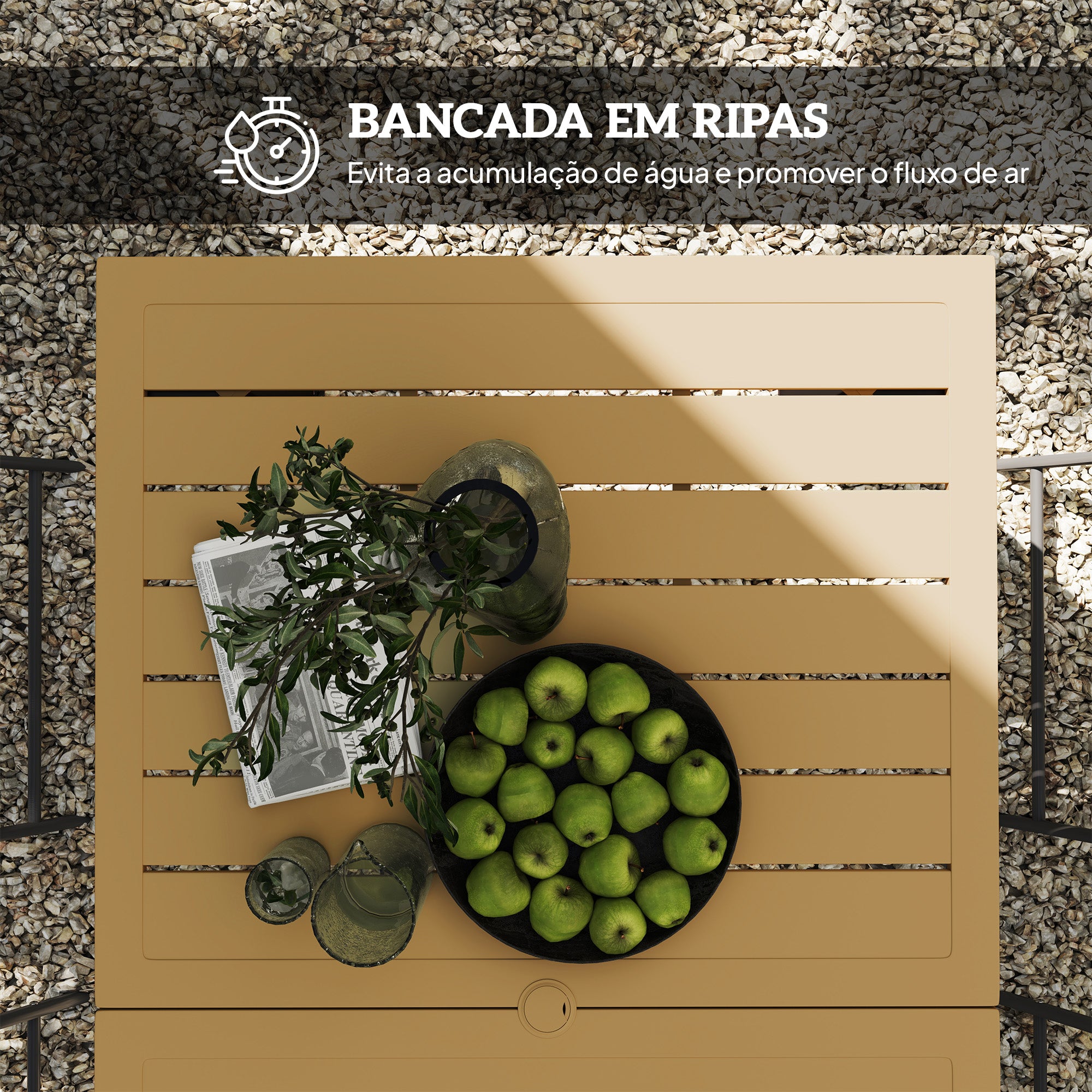 Mesa de Jardim Retangular 150x90x73 cm Marrom Claro e Preto