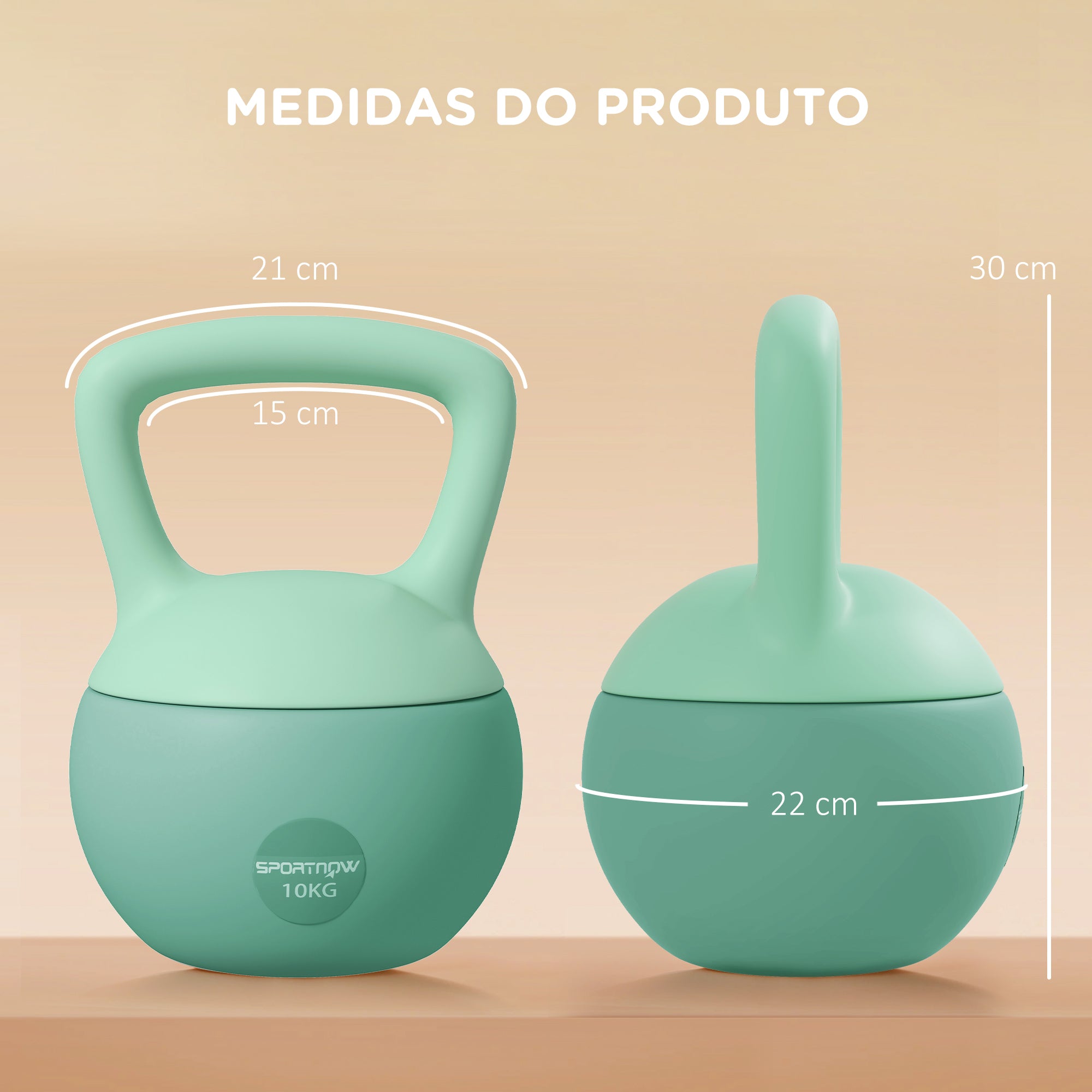 Kettlebell 10 kg Verde 21x21x30 cm - Treino Musculação em Casa