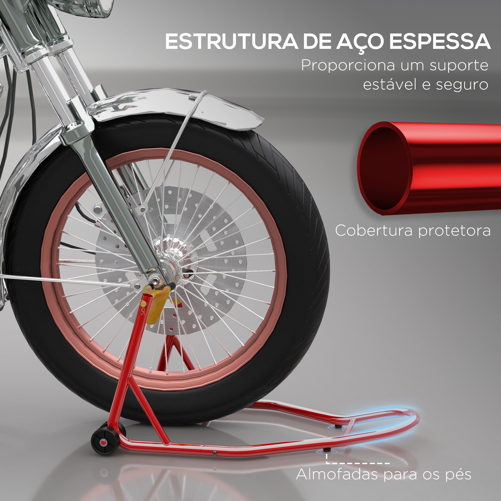 Suporte Dianteiro de Mota Portátil e Móvel - Vermelho - 80 x 50 x 40 cm