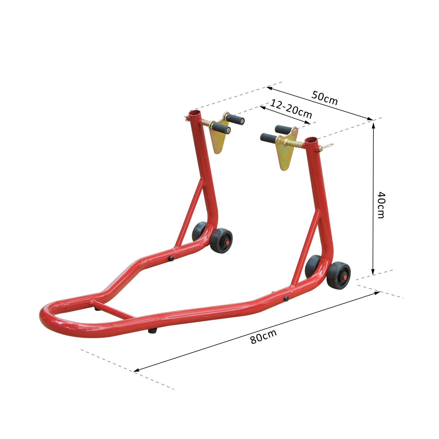 Suporte Dianteiro de Mota Portátil e Móvel - Vermelho - 80 x 50 x 40 cm
