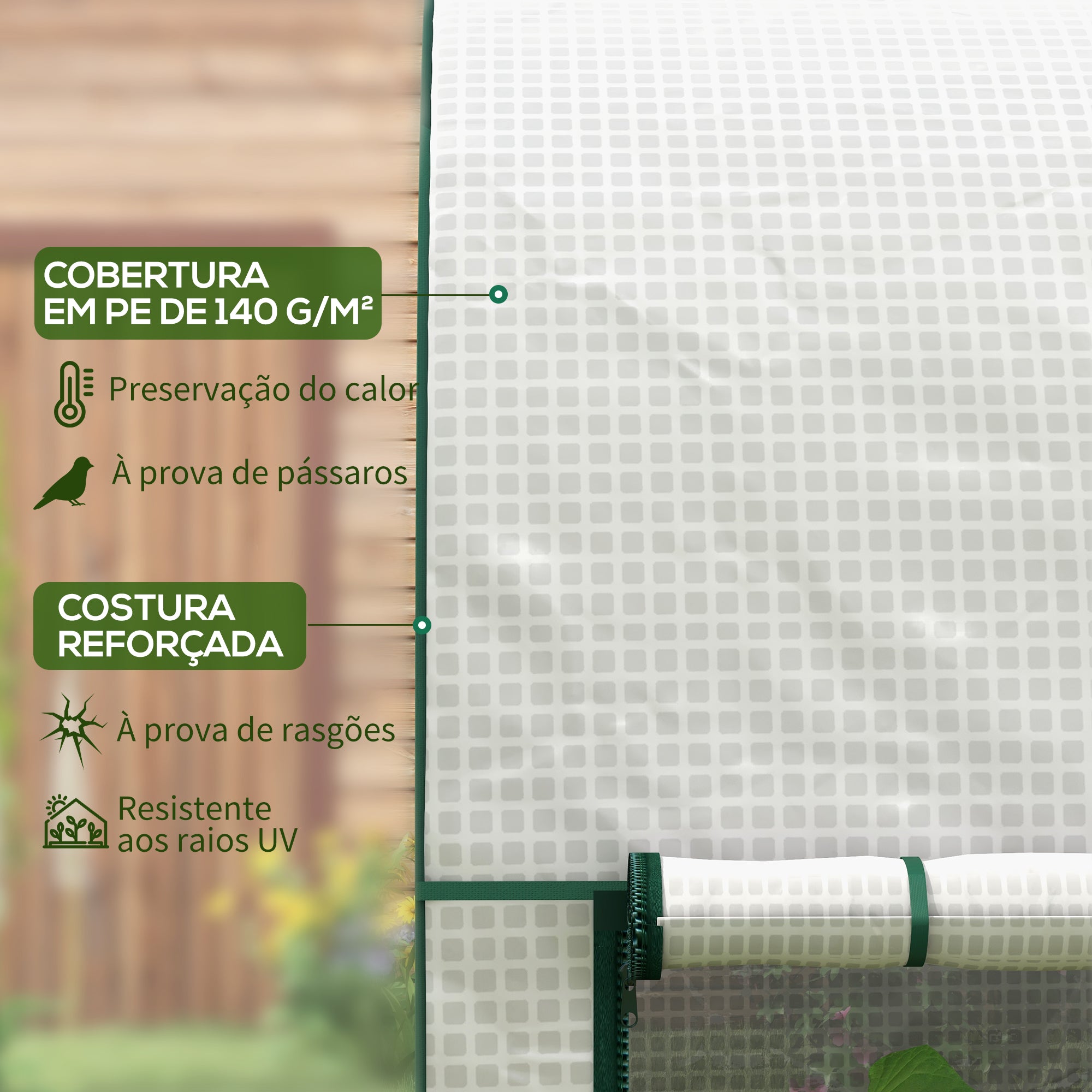 Estufa de Jardim – 200x100x178 cm – Branco – Aço e Polietileno