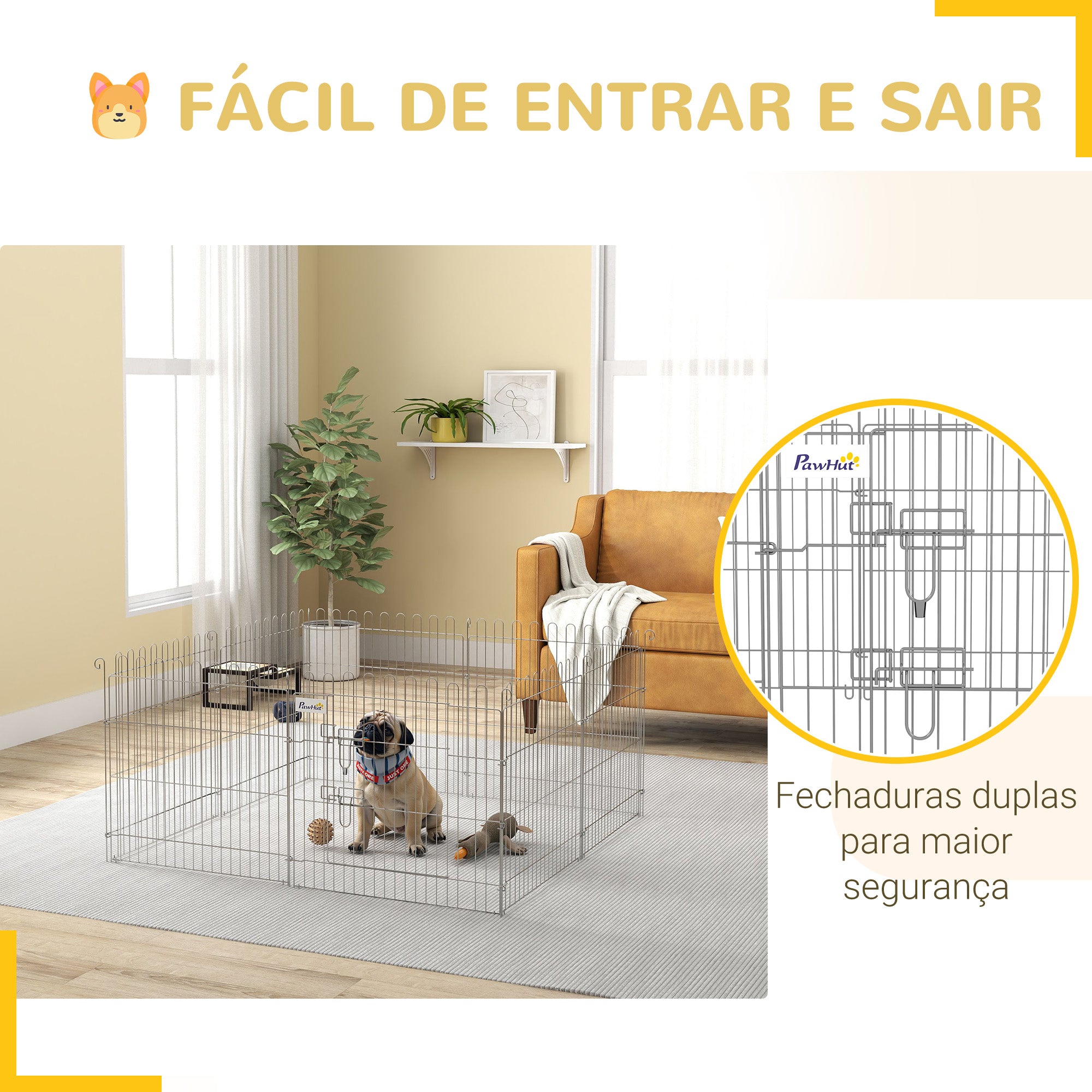 Parque para Animais de Estimação 63x60cm - Cor Prata