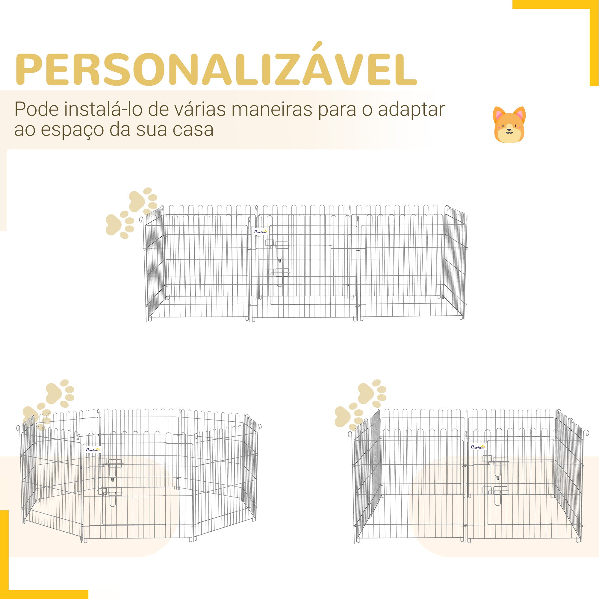Parque para Animais de Estimação 63x60cm - Cor Prata