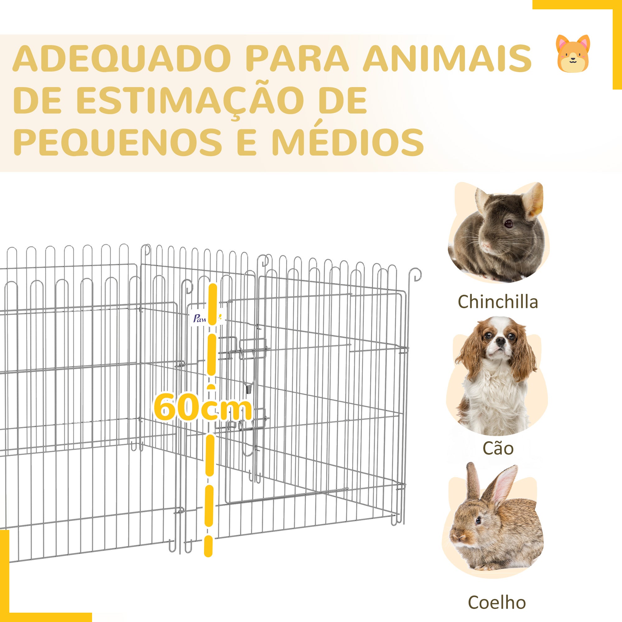 Parque para Animais de Estimação 63x60cm - Cor Prata