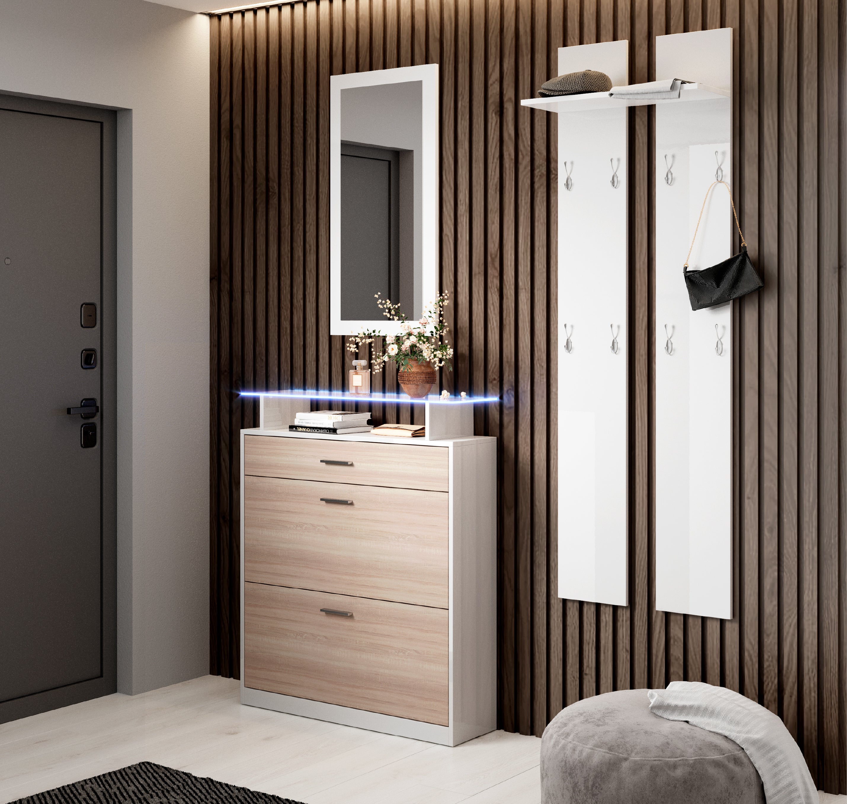 Conjunto de hall de entrada – 170x58cm – branco – material não especificado