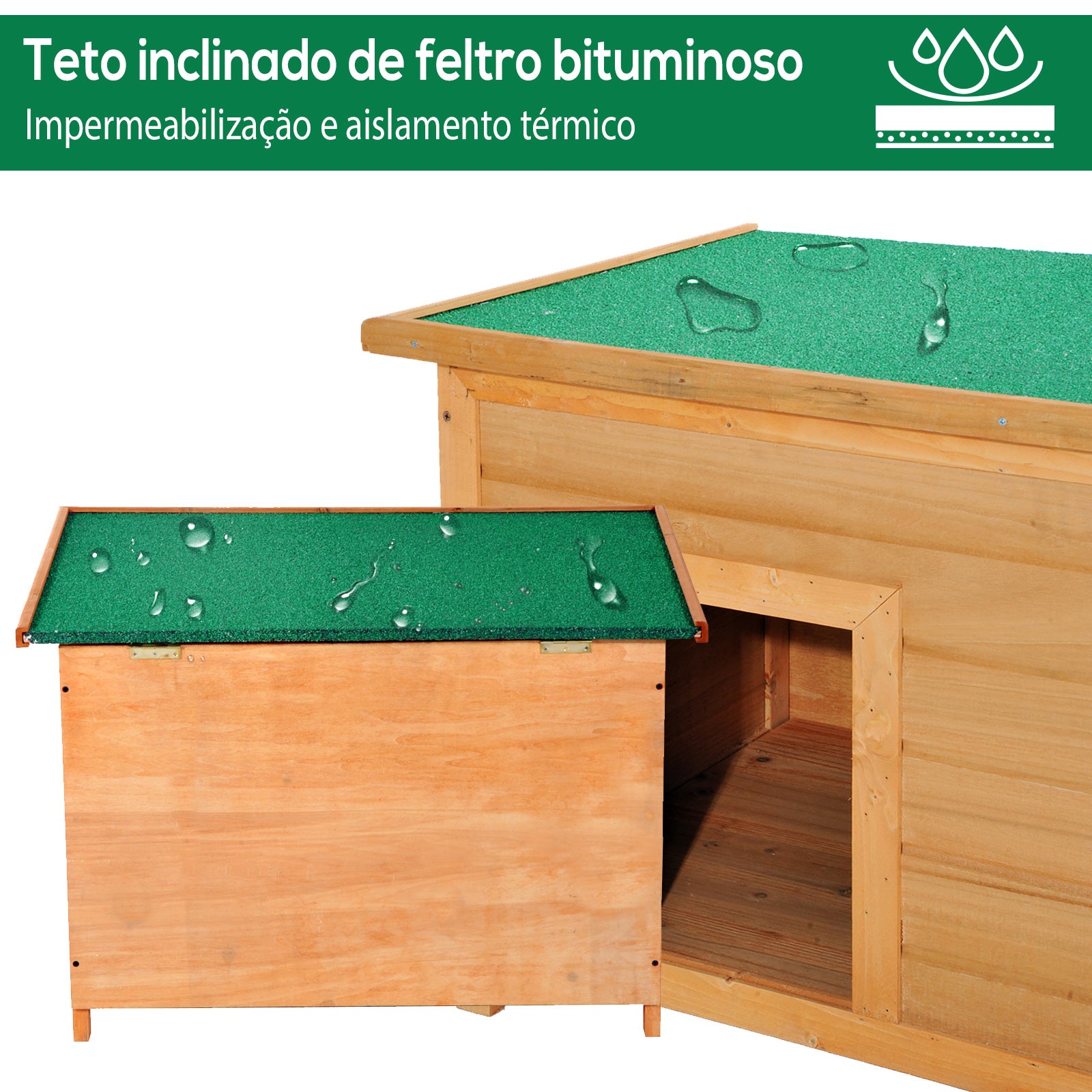 Casa para Cães de Madeira Elevada 85x58x58cm Cor Natural