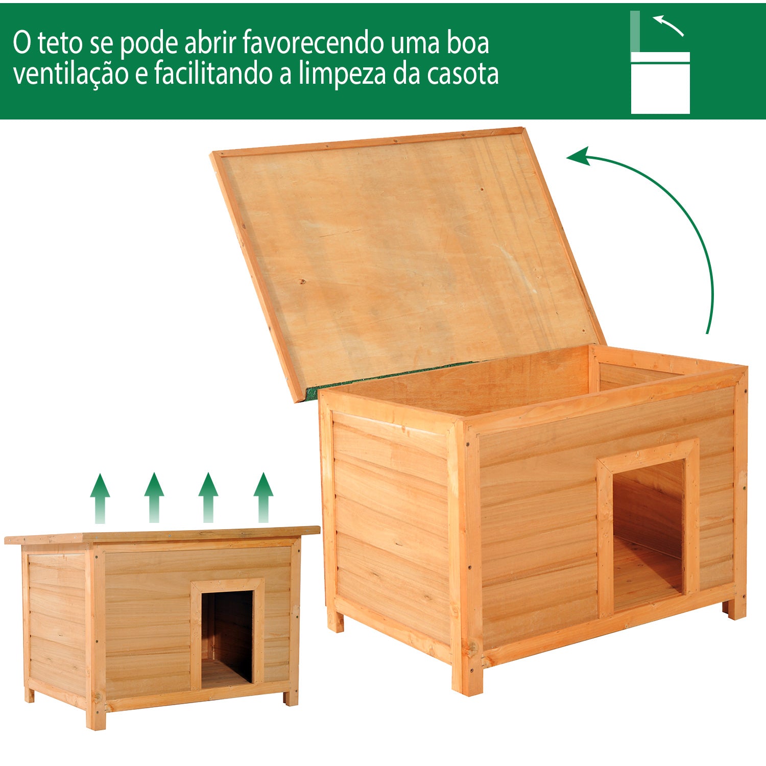 Casa para Cães de Madeira Elevada 85x58x58cm Cor Natural