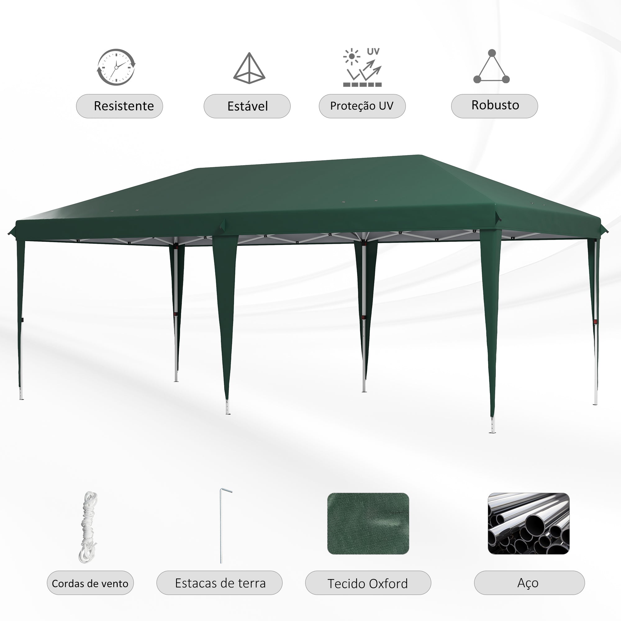 Tenda para Festas 6x3 m Verde - Estrutura Aço Anti-UV