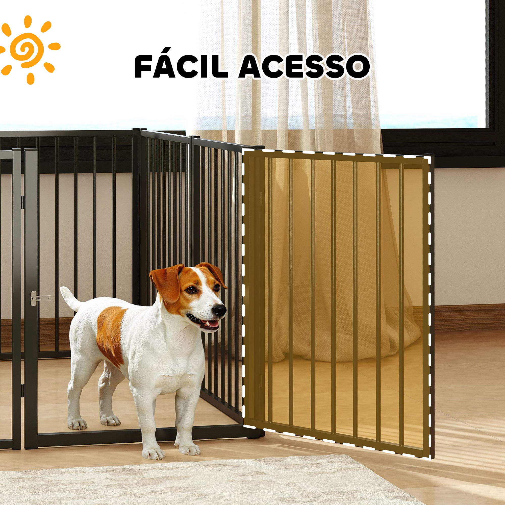 Parque para Cães com 8 Painéis 240x120x76 cm - Cor Preto