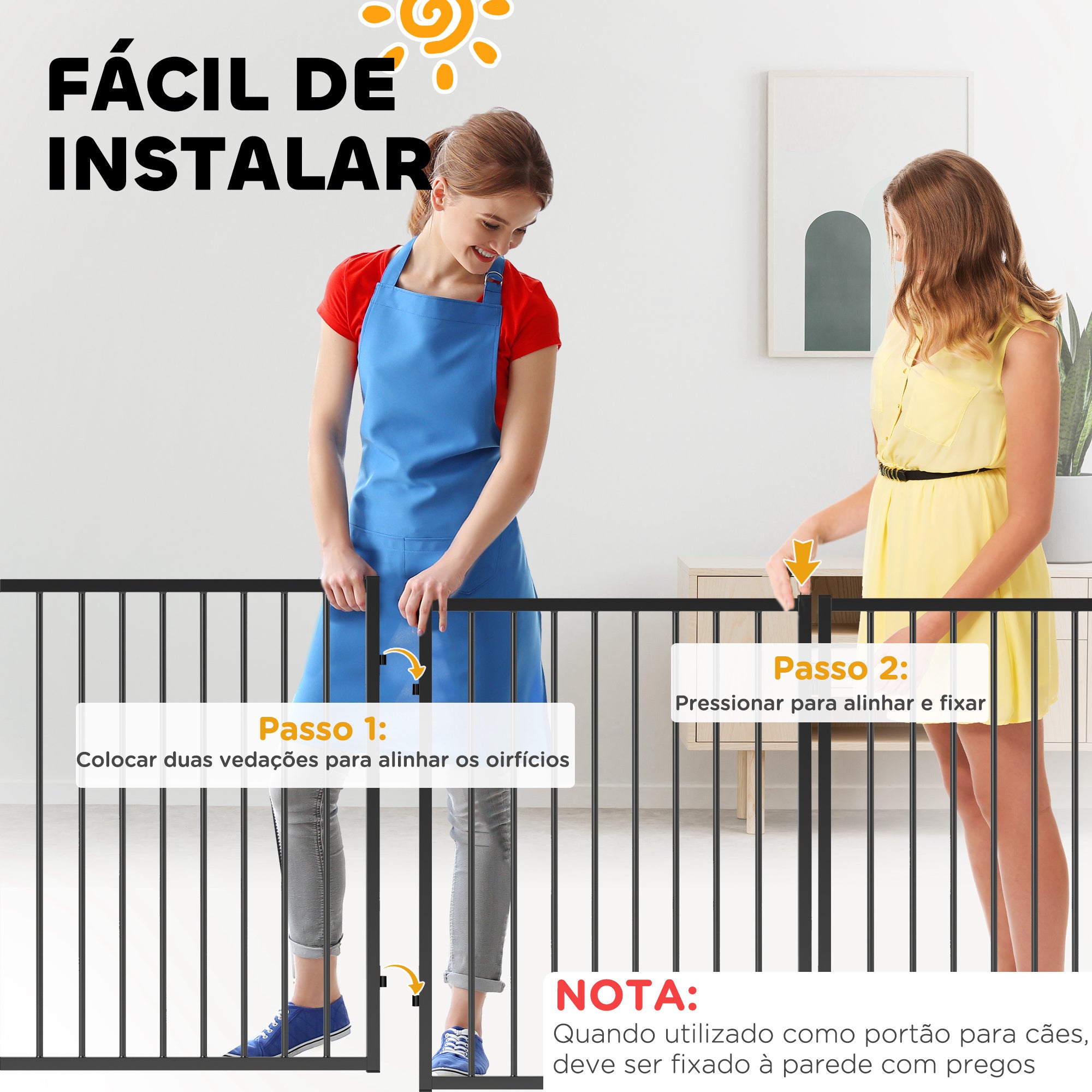 Parque para Cães com 8 Painéis 240x120x76 cm - Cor Preto