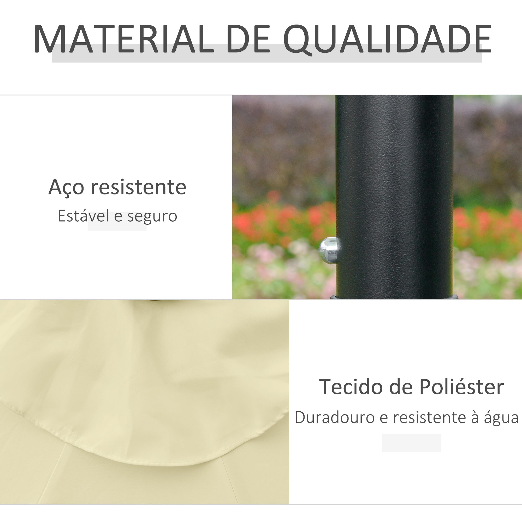 Chapéu de Sol – Ø265cm – Bege – Alumínio e Poliéster