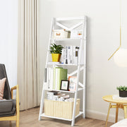 Estante Biblioteca em Escada Estante Decorativa de 4 Camadas para Plantas Sala Terraço 50 x 46 x 143 cm Branco