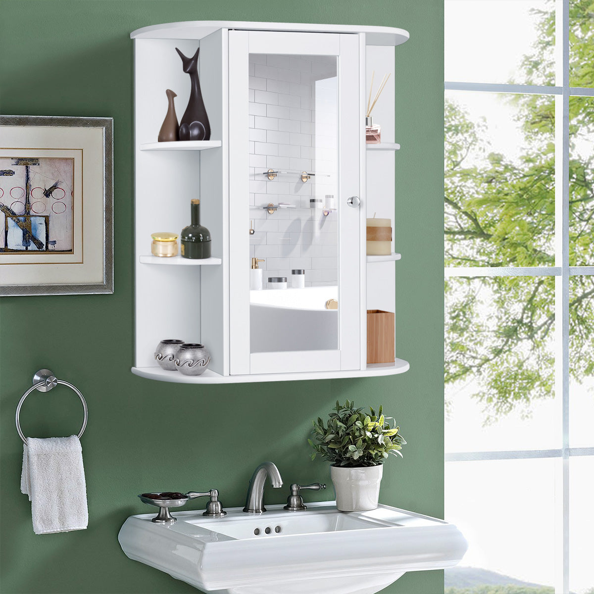Armário de Parede com Espelho – 60 x 16,5 x 70,5 cm – Branco