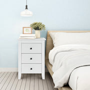 Mesinha de Cabeceira com 3 Gavetas e Estrutura Resistente para Sala e Quarto Branco 46 x 37 x 65 cm