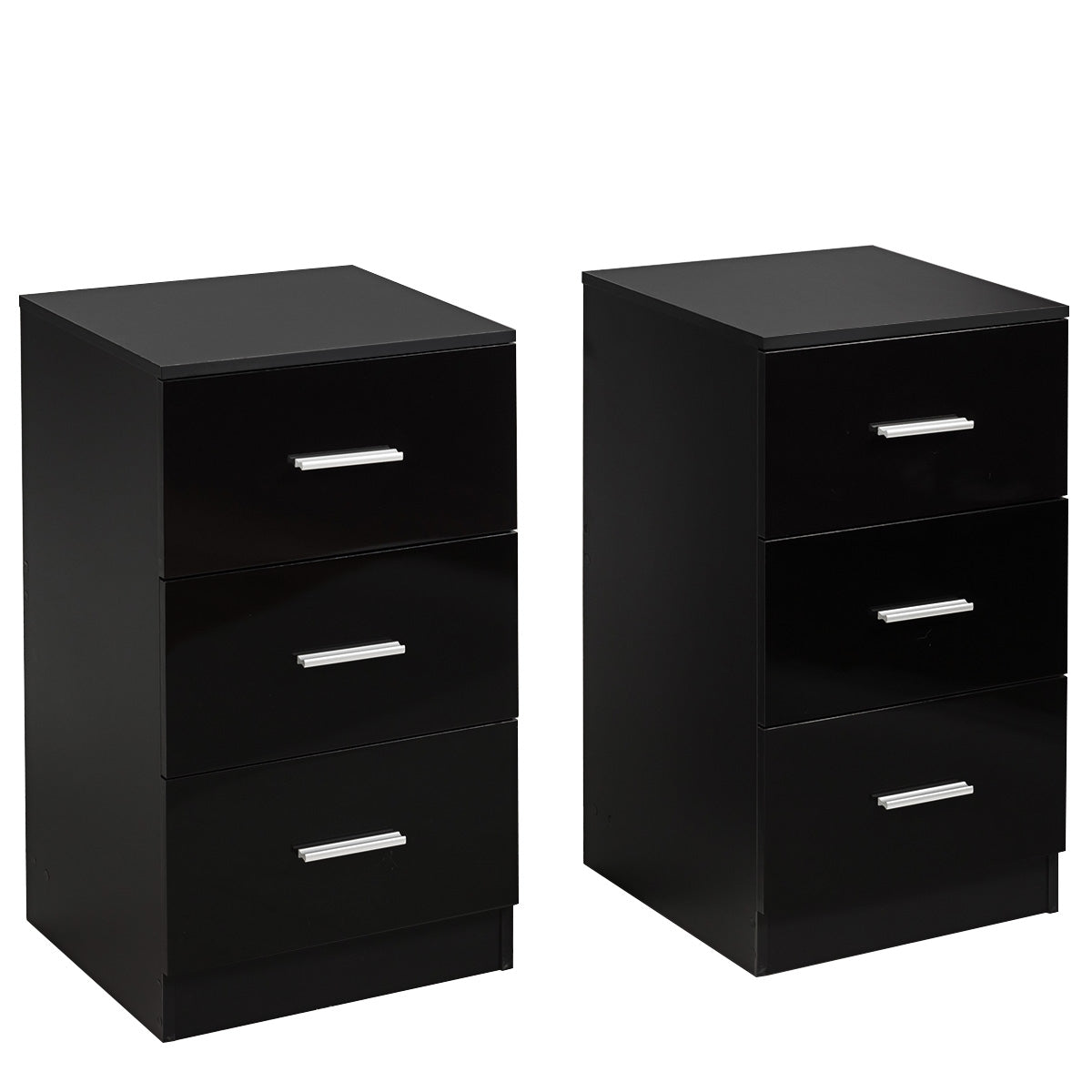 Arquivo de 3 Gavetas Duráveis para Documentos de Escritório - Conjunto de 2 Peças em Preto 37,1 x 34,2 x 66,5 cm