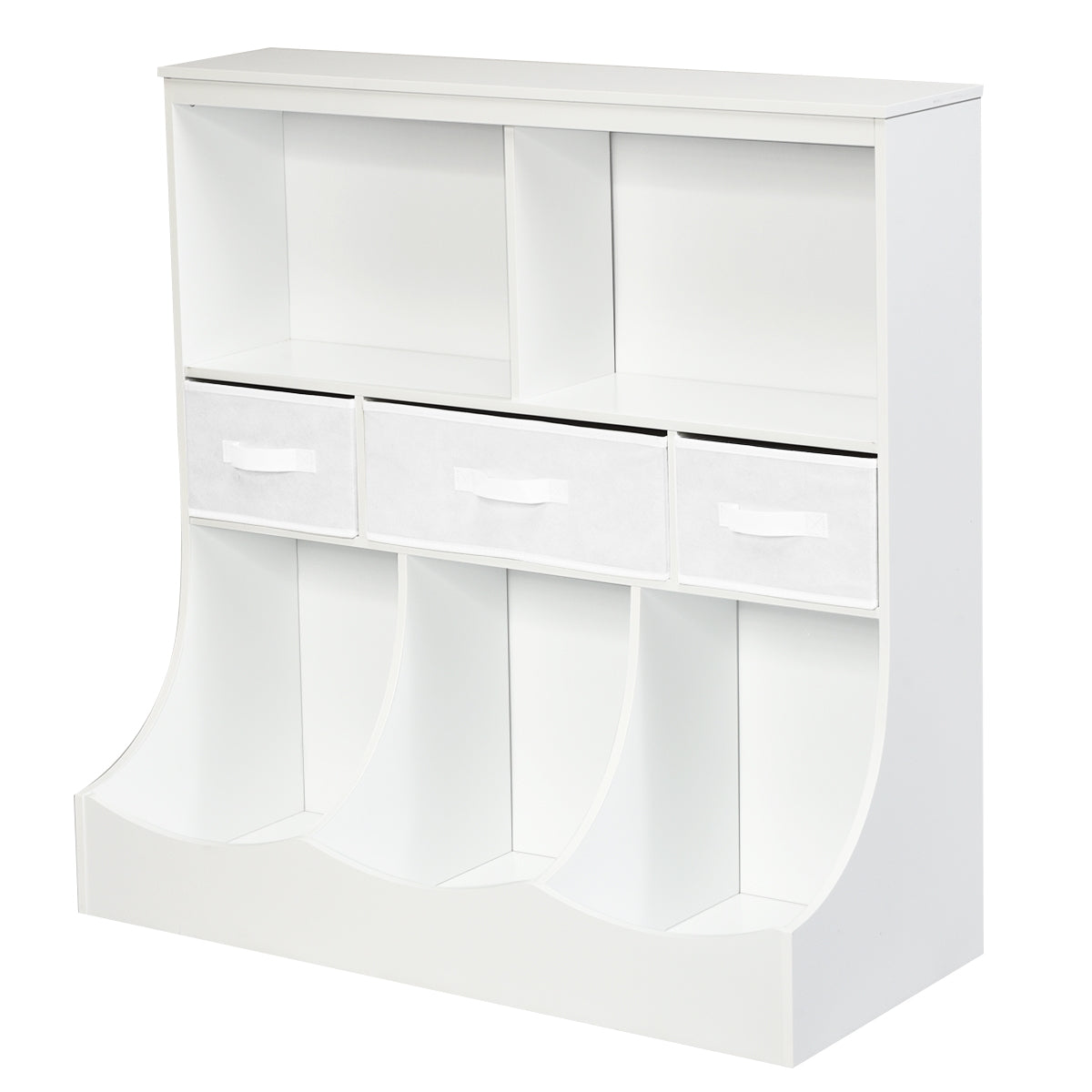 Estante com Compartimentos e Gavetas para Arrumação de Brinquedos Organizador para Quarto de Criança Branco 93 x 40 x 94 cm
