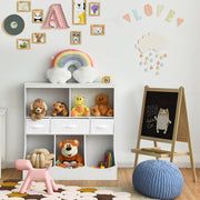 Estante com Compartimentos e Gavetas para Arrumação de Brinquedos Organizador para Quarto de Criança Branco 93 x 40 x 94 cm