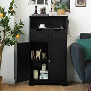Armário de Casa de Banho com Prateleira Aberta – 60 x 30 x 109 cm – Preto – MDF