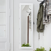 Armário de Joalharia com Fechadura e Luz LED Organizador de Joias e Maquilhagem com Espelho de Corpo Inteiro Branco 37 x 9,6 x 120 cm