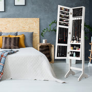 Armário para Joias com Espelho de Corpo Inteiro com Ângulo Regulável Diamantes de Resina Organizador para Joias 153 x 35,5 x 31,5 cm Branco