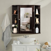 Armário de Casa de Banho Montado na Parede – 65 x 17 x 64 cm – Castanho – MDF