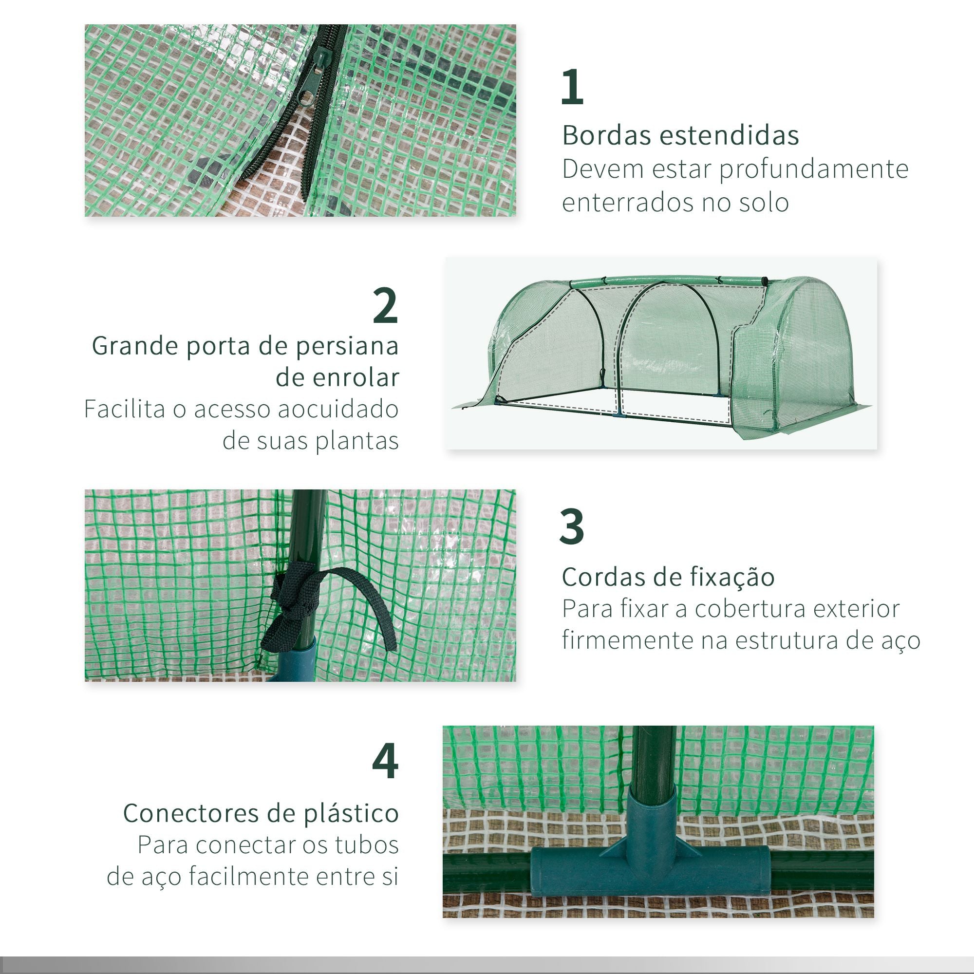 Estufa de Jardim – 200x100x80 cm – Verde – Aço