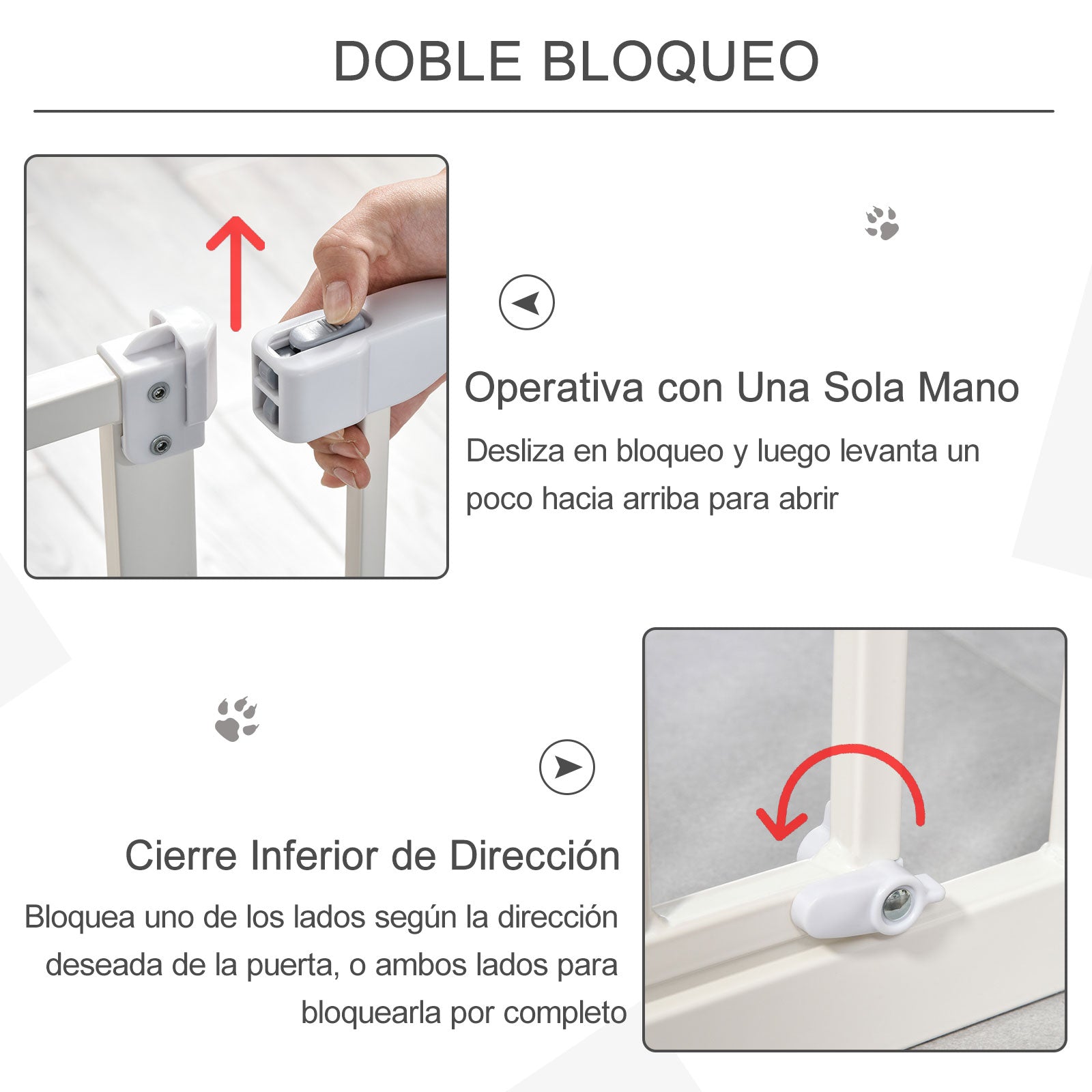 Barreira de Segurança Metálica para Animais de Estimação - 97.5x76.2 cm - Branco