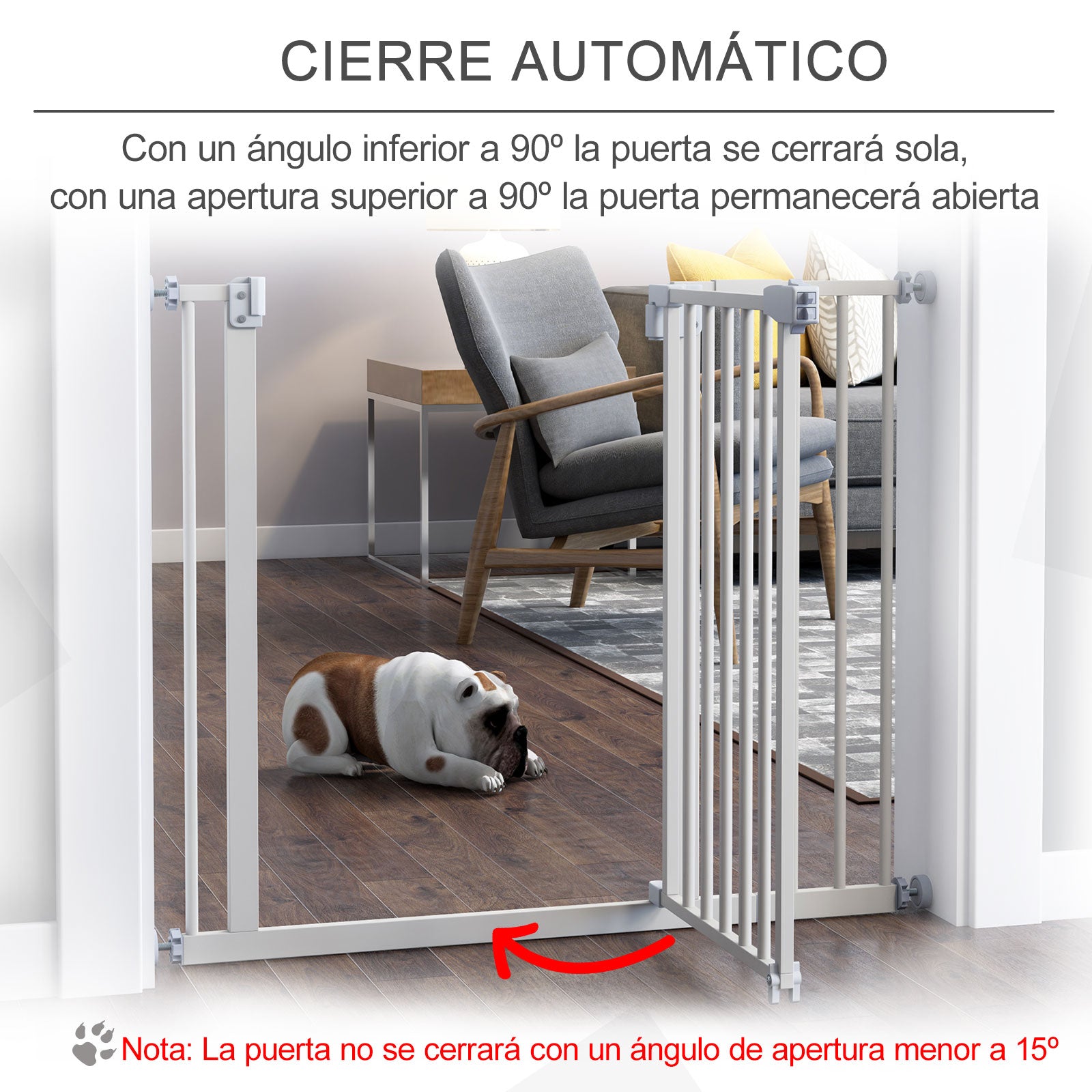 Barreira de Segurança Metálica para Animais de Estimação - 97.5x76.2 cm - Branco