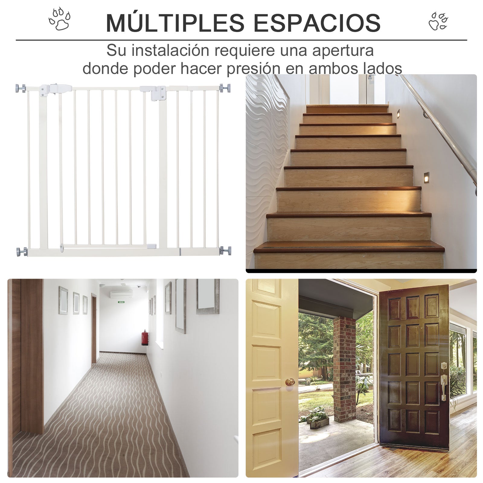 Barreira de Segurança Metálica para Animais de Estimação - 97.5x76.2 cm - Branco