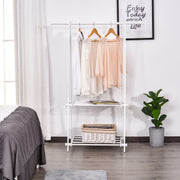 Suporte para Cabide Dobrável com 2 Prateleiras 107,5x45x150 cm Branco