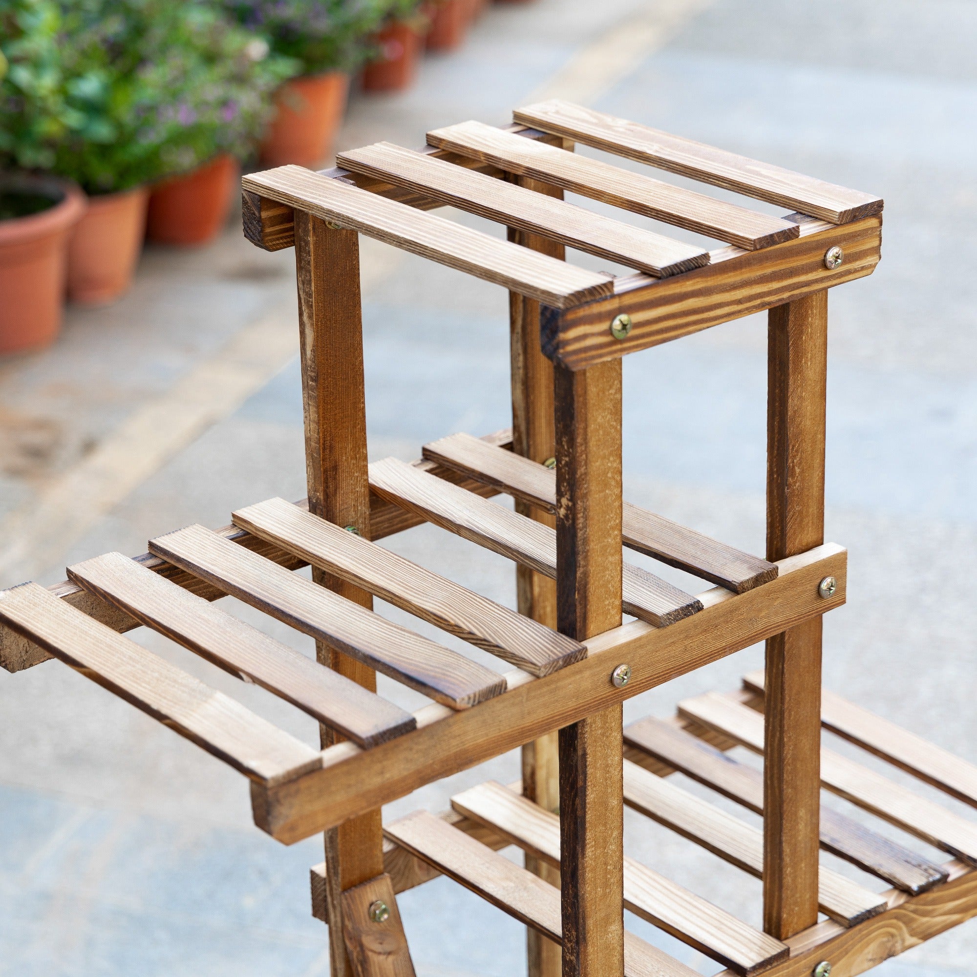 Suporte para Plantas – 98x28x95 cm – Madeira carbonizada