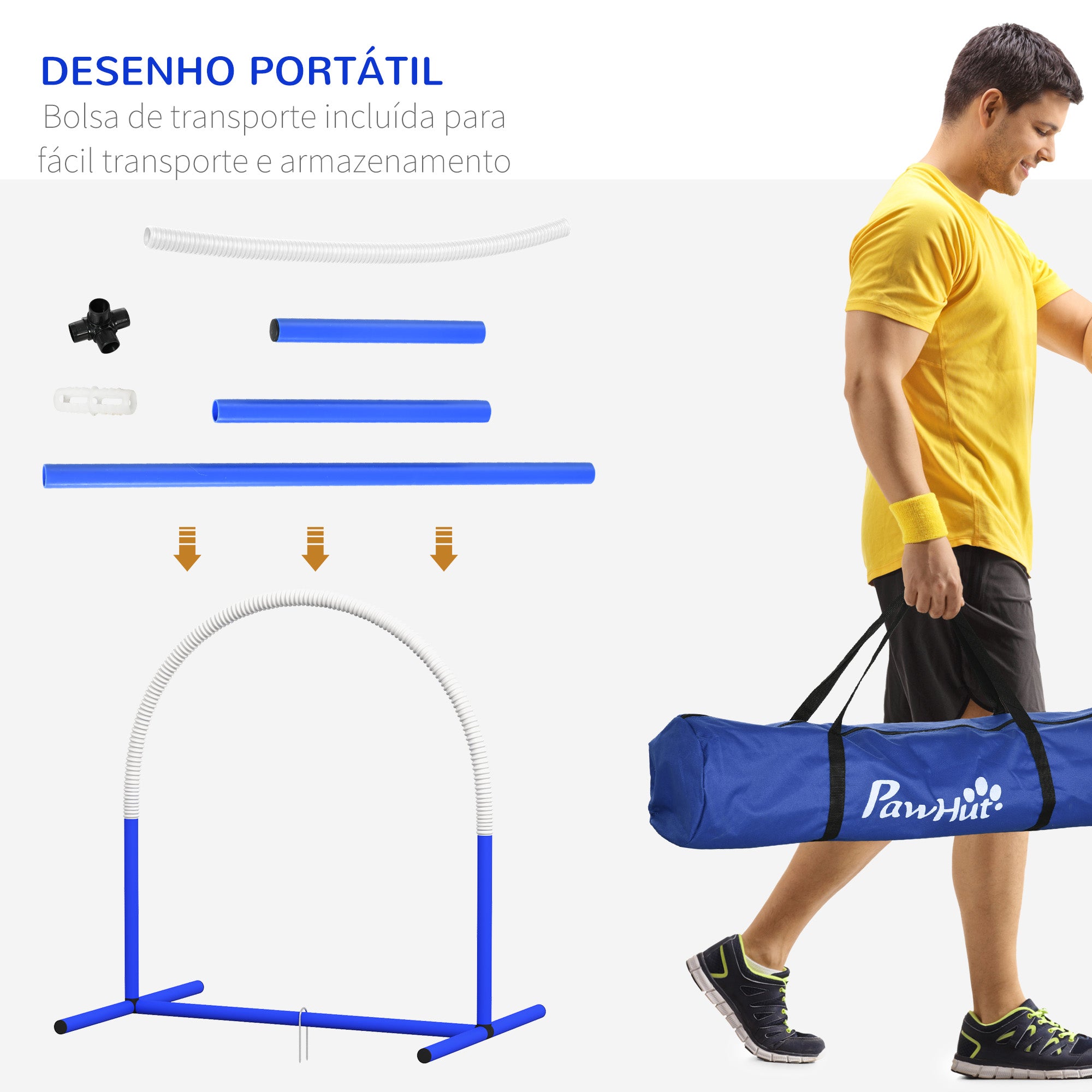 Conjunto de Treinamento de Agilidade para Cães - Azul - 88x64x95 cm