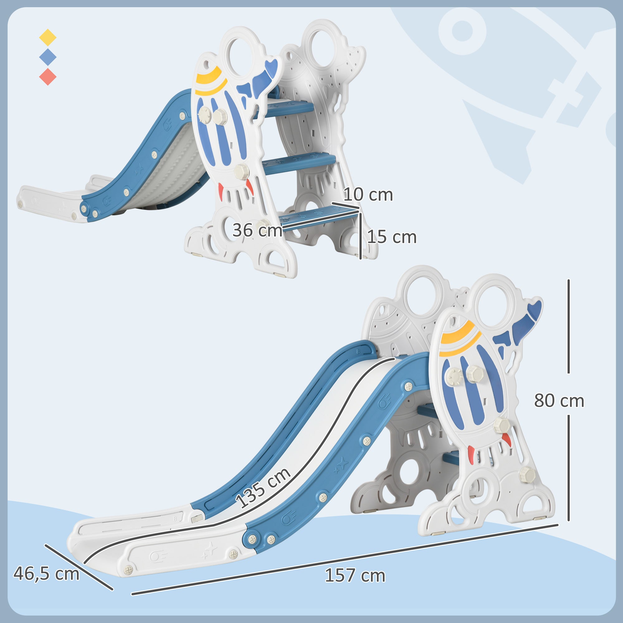 Escorregador Infantil – 157x46,5x80 cm – Cor Azul – PE e PP