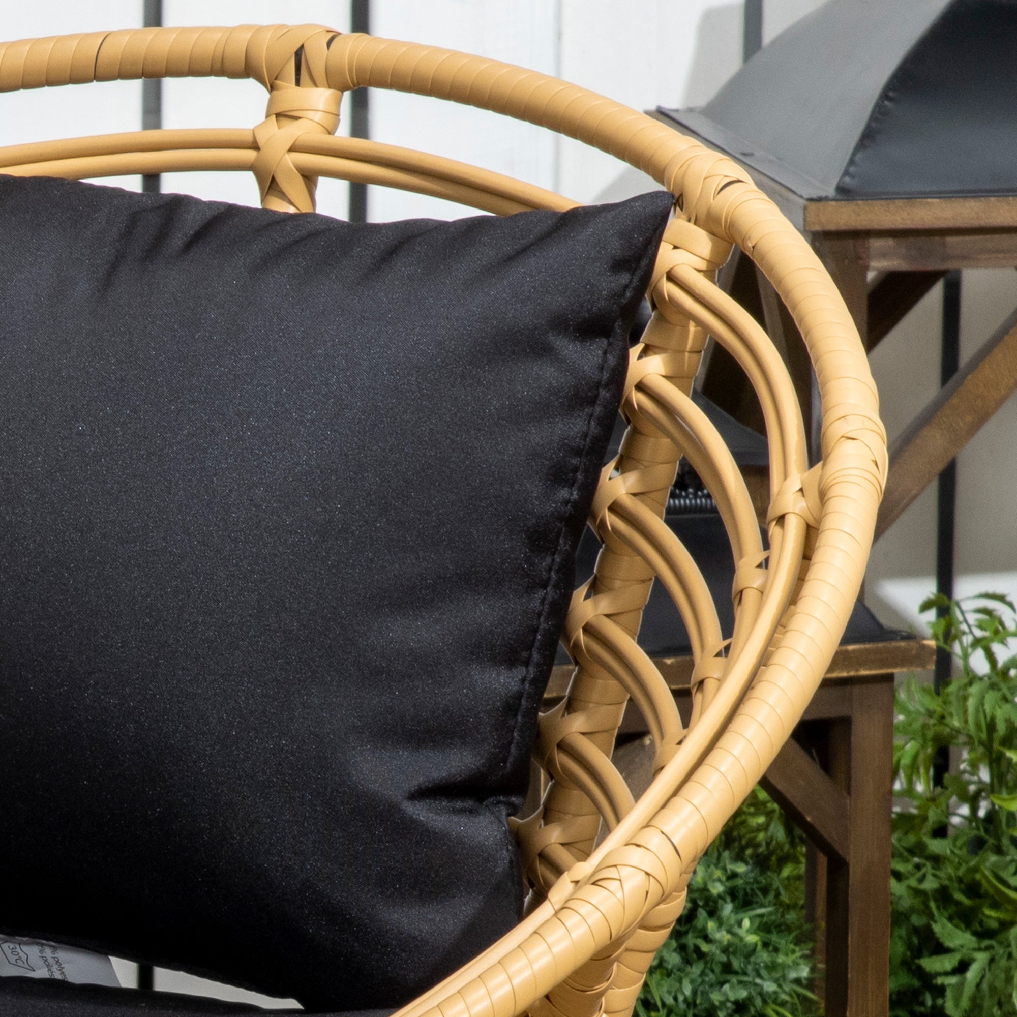 Conjunto de Móveis de Jardim em Vime Sintético – 125x64x75 cm – Preto